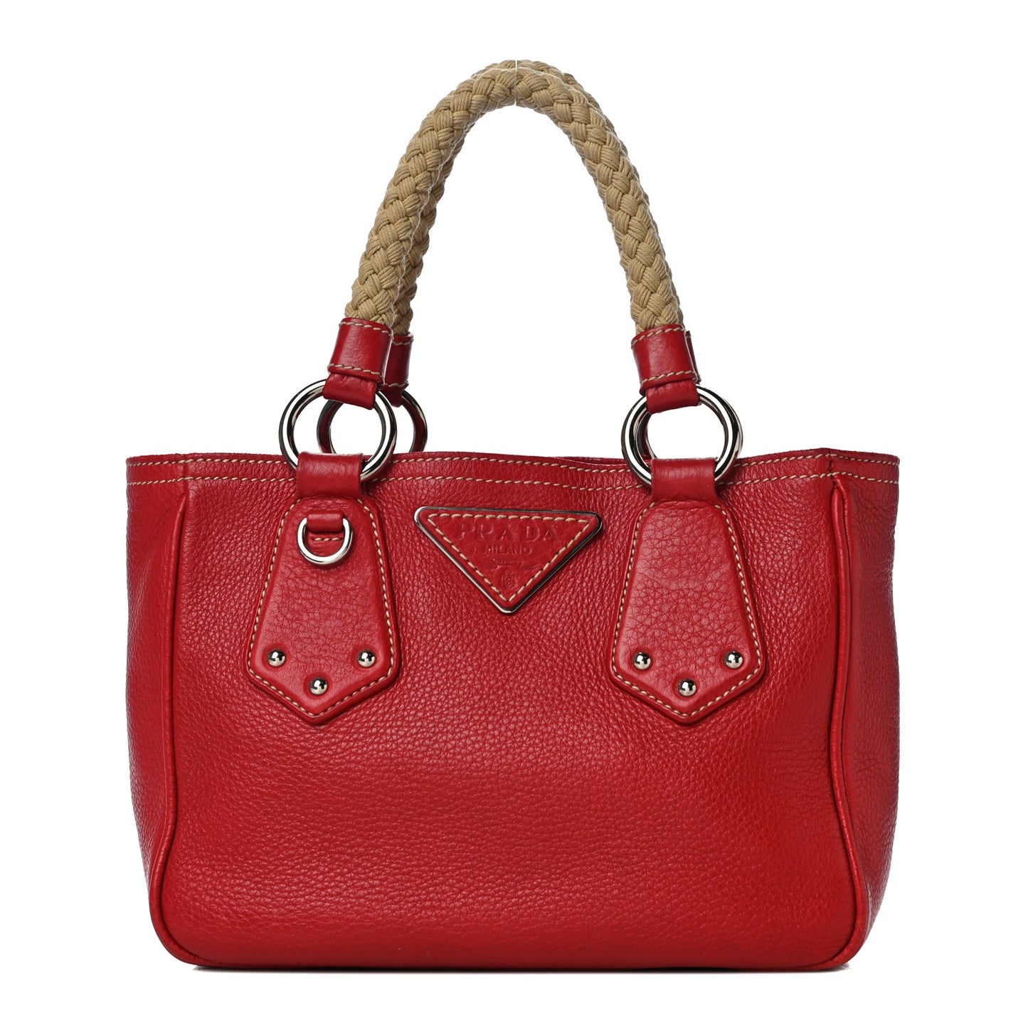 Vitello Daino Rope Mini Tote Rosso