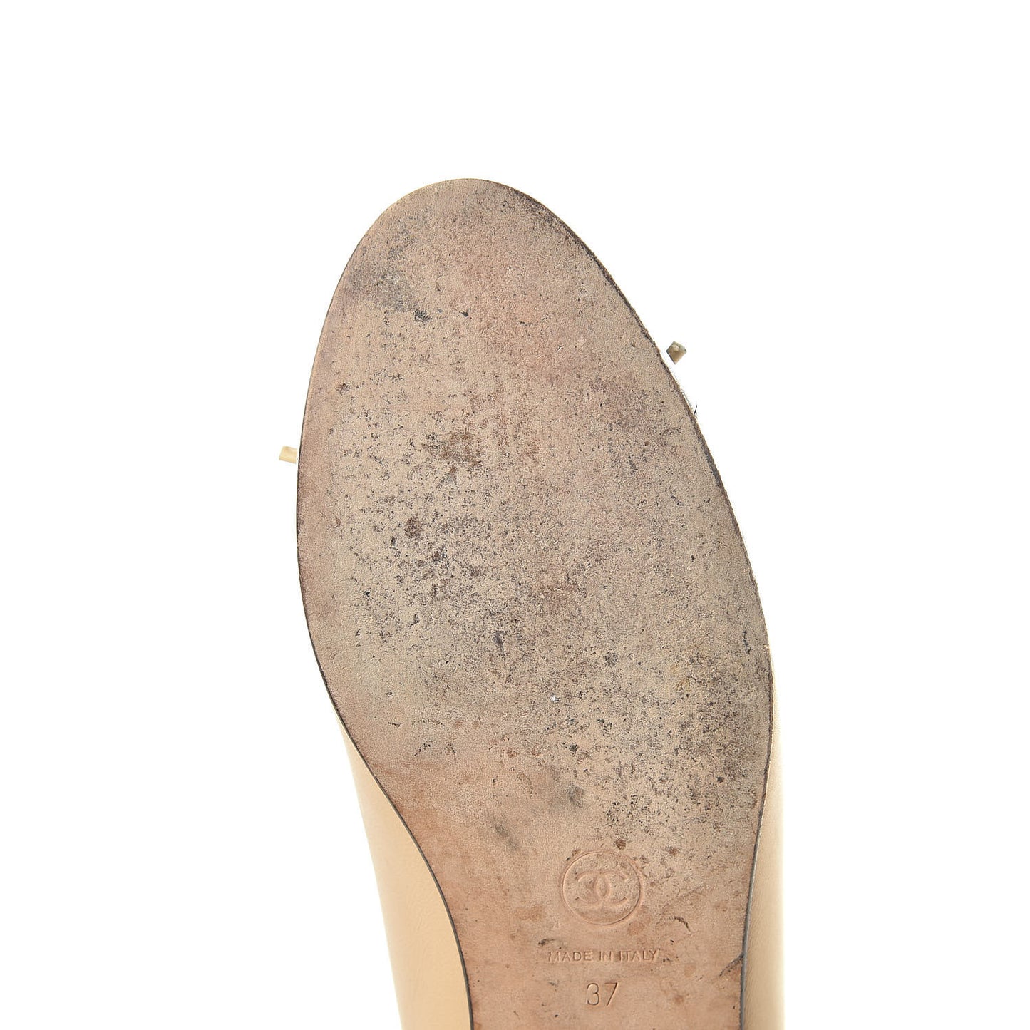 Lambskin Cap Toe CC Ballerina Flats 37 Beige Black