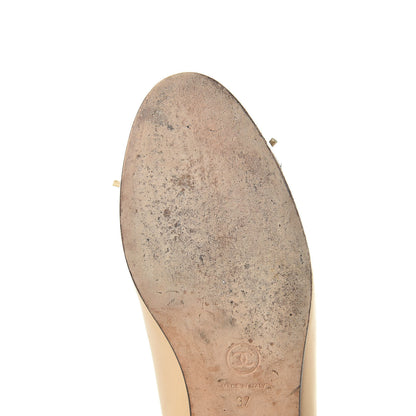 Chanel Lambskin Cap Toe CC Ballerina Flats 37 Beige Black 9 of 13