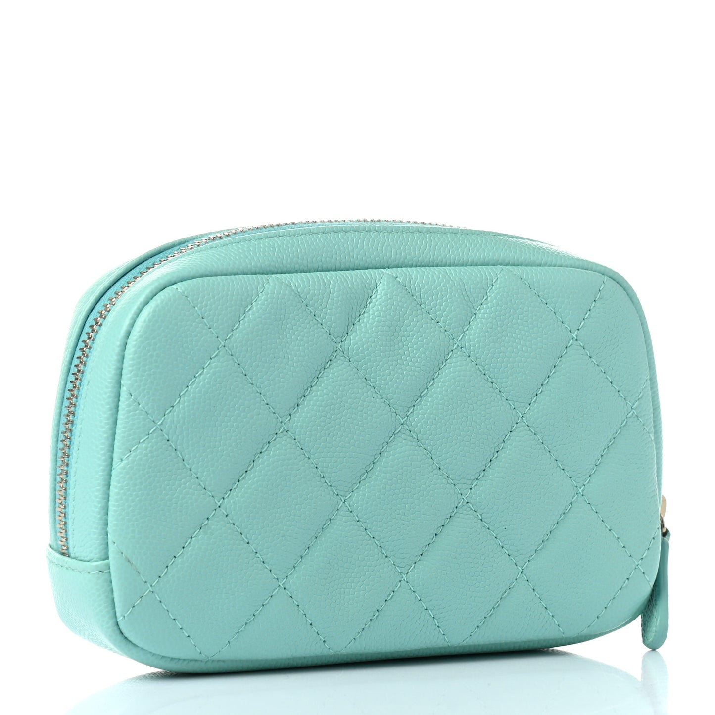 Caviar Quilted Small Curvy Pouch Cosmetic Case Light Blue