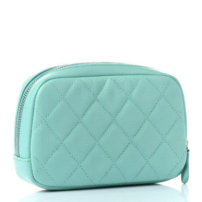 Chanel Caviar Quilted Small Curvy Pouch Cosmetic Case Light Blue 3 of 8