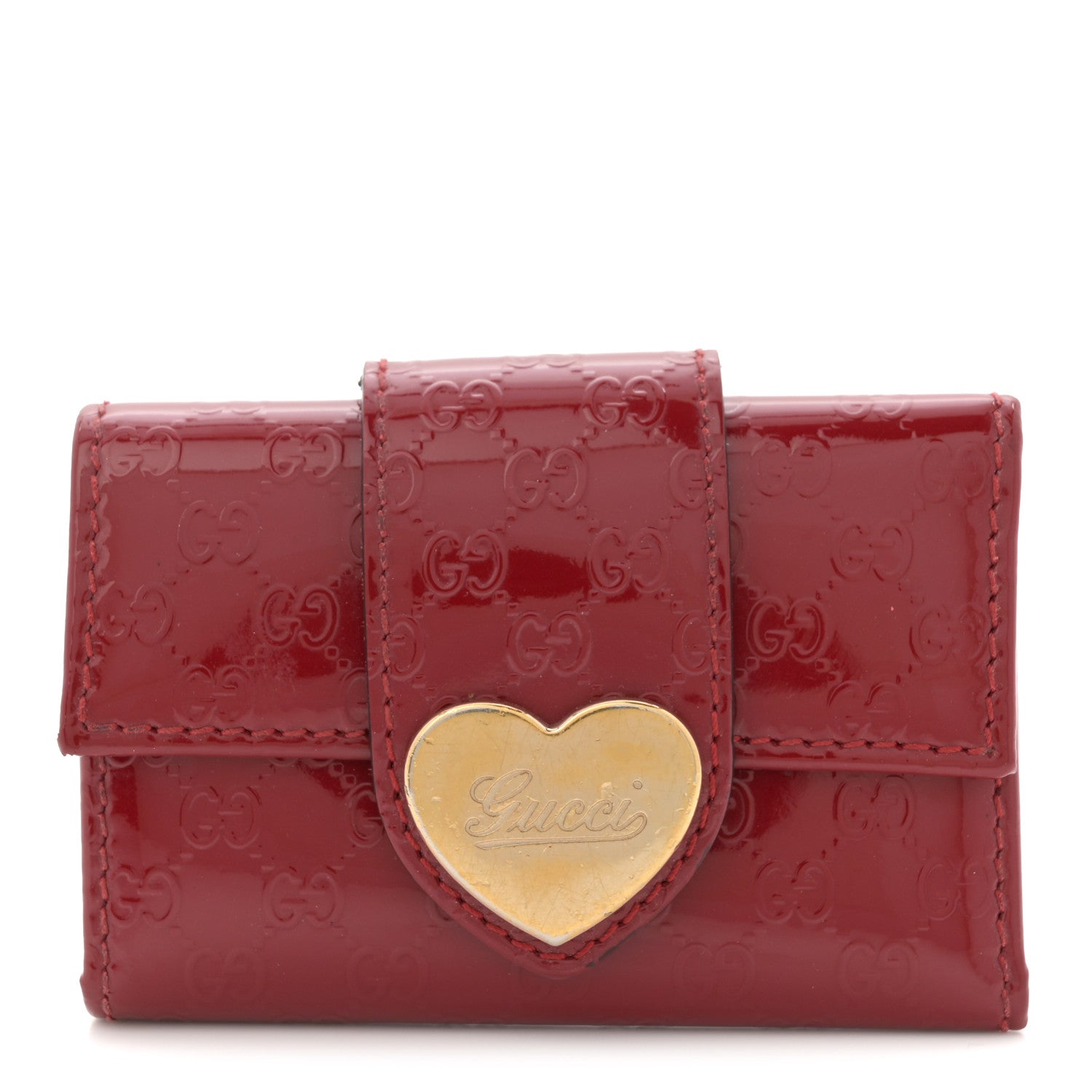 Gucci Patent Microguccissima Heart 6 Key Holder Case Red 1 of 9