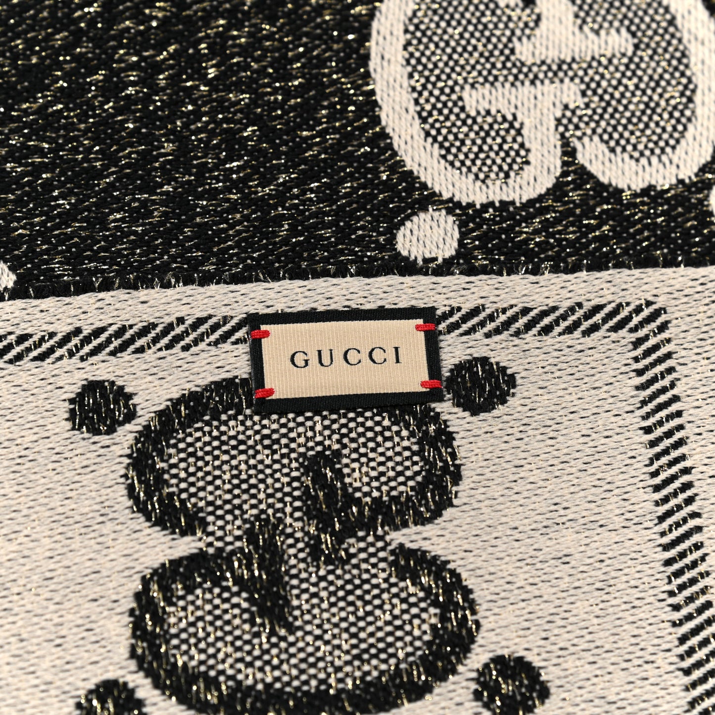 Wool Lame Jacquard Monogram Jumbo GG Lady Nest Lux Scarf Black Ivory