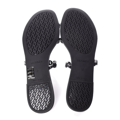 Hermes Rubber Chaine d'Ancre Rivage Sandals 37 Black 5 of 8