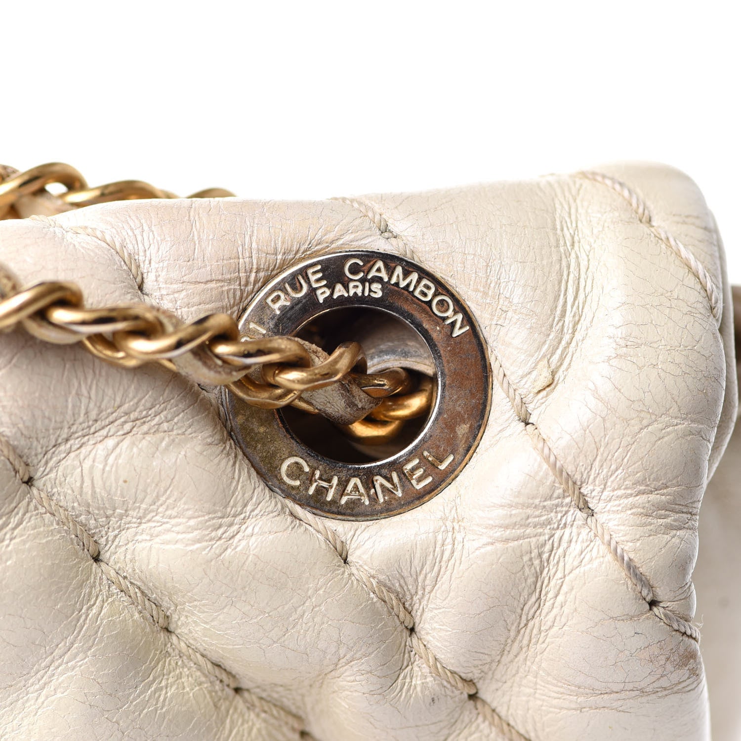 Chanel Calfskin Surpique Chevron Large Flap Beige 18 of 22