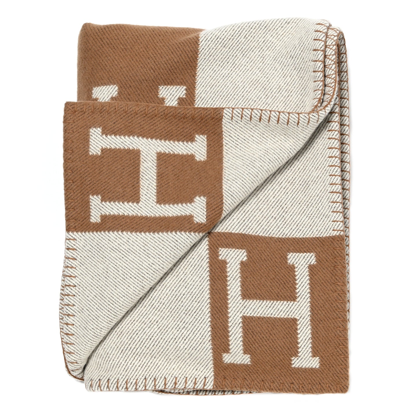 Wool Cashmere Avalon Blanket Ecru Camel