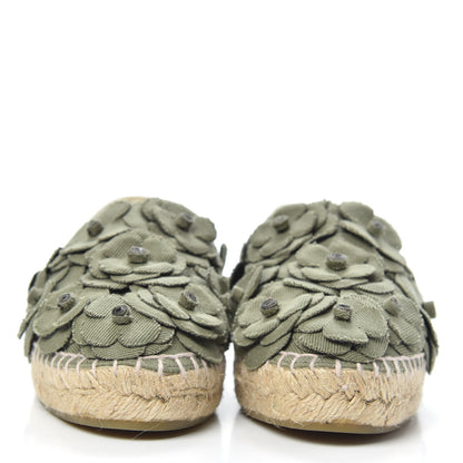 Chanel Fabric Camellia CC Espadrilles 36 Khaki 2 of 9