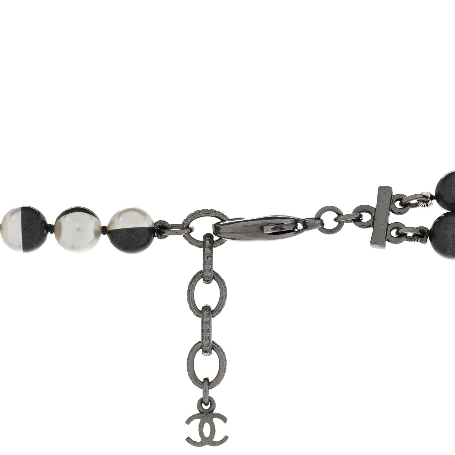 Chanel Pearl CC Long Necklace Ivory Black 5 of 9