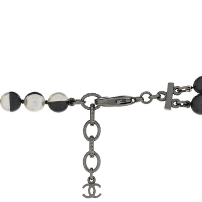 Chanel Pearl CC Long Necklace Ivory Black 5 of 9