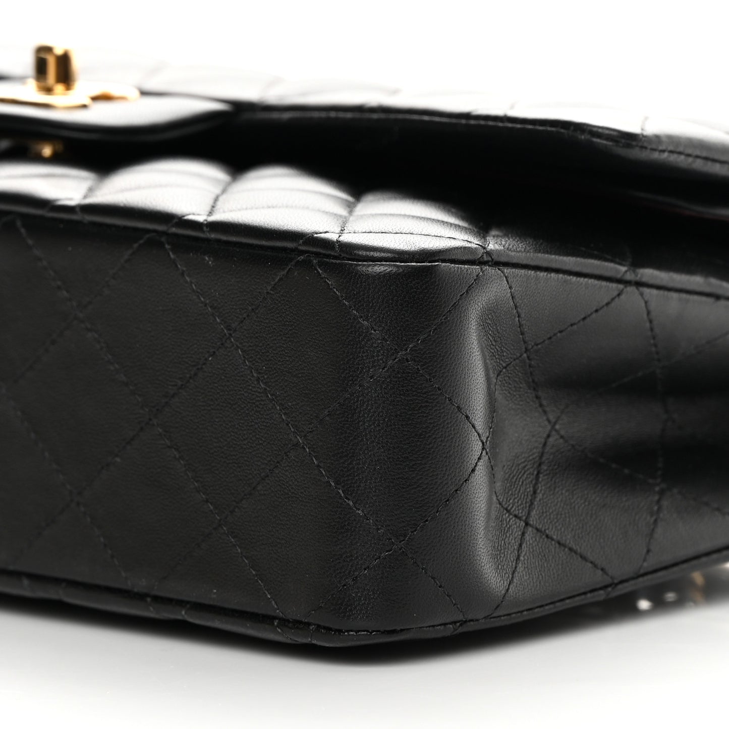 Lambskin Quilted Medium Double Flap Black