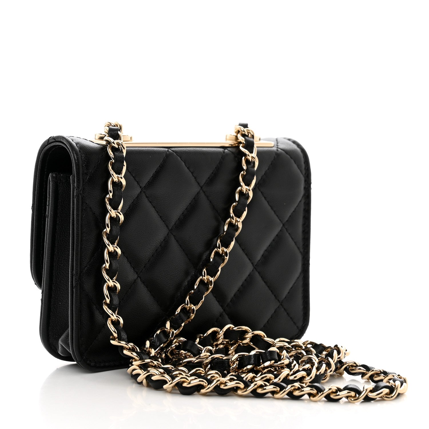 Chanel Lambskin Quilted Trendy CC Card Holder On Chain Black 2 of 8
