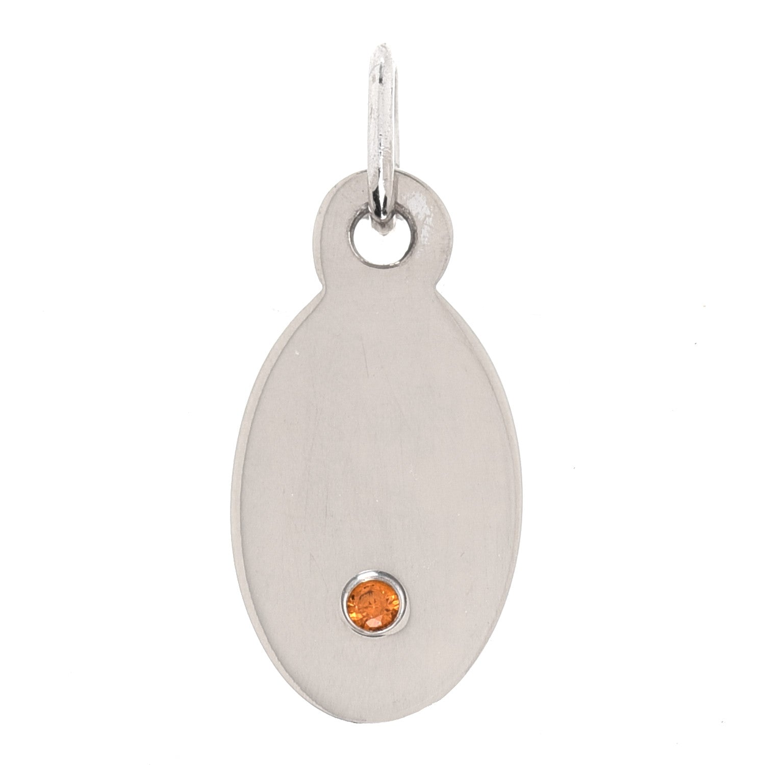 Tiffany 18K White Gold Garnet Oval Tag Charm 1 of 3