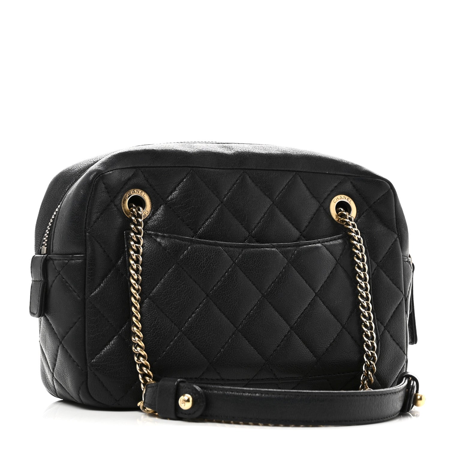 tamaaa,  ほぼ新品 CHANEL Chanel Sheepskin Quilted Trapezio Camera Case Black 1855037