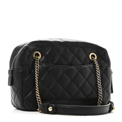 Chanel Sheepskin Quilted Trapezio Camera Case Black 3 of 10