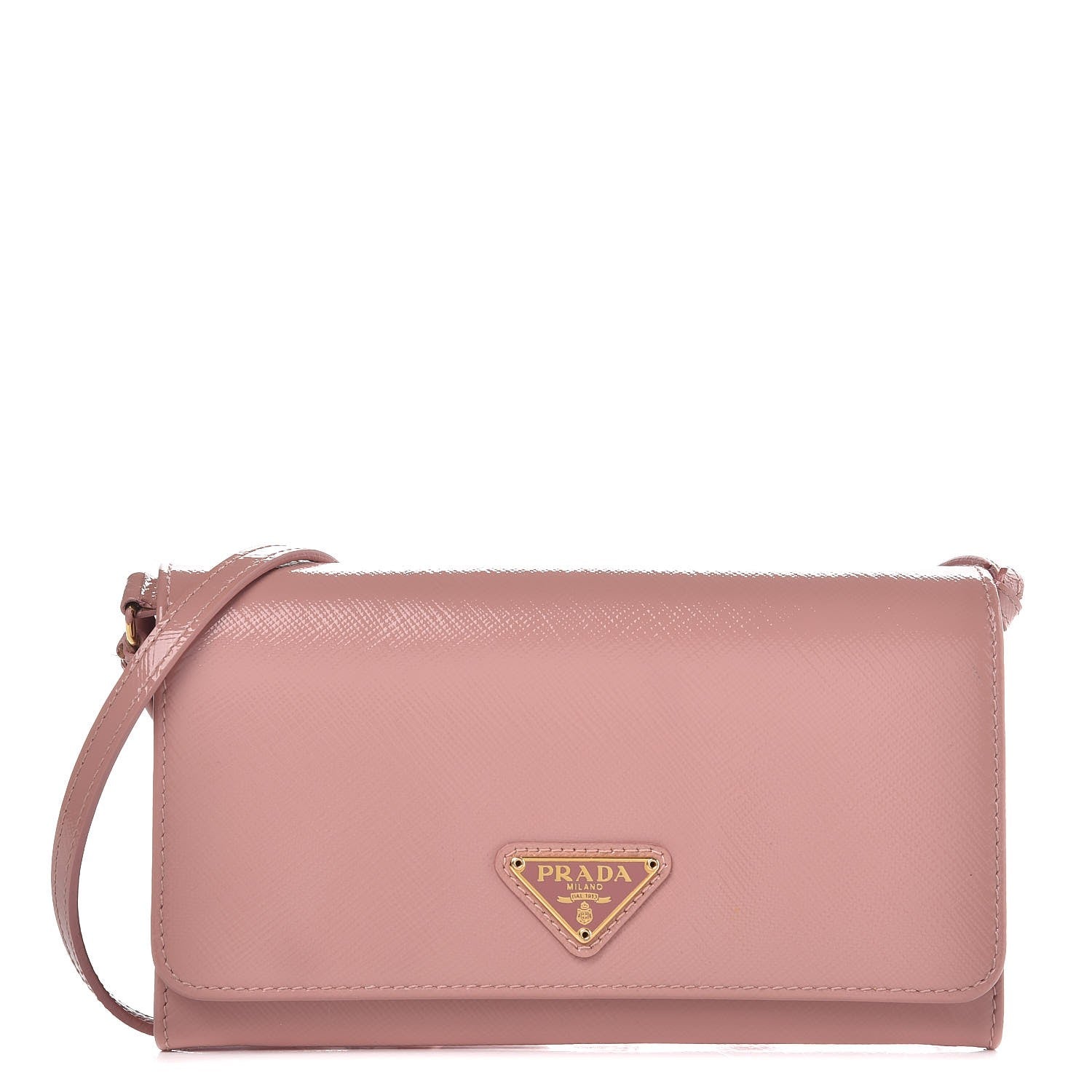 Prada Saffiano Vernice Flap Wallet With Strap Orchidea 1 of 8