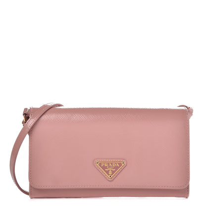 Prada Saffiano Vernice Flap Wallet With Strap Orchidea 1 of 8