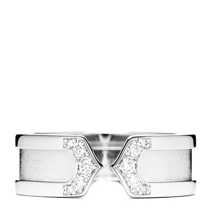 Cartier 18K White Gold Diamond 6.5mm Logo De Ring 50 5.25 1 of 5