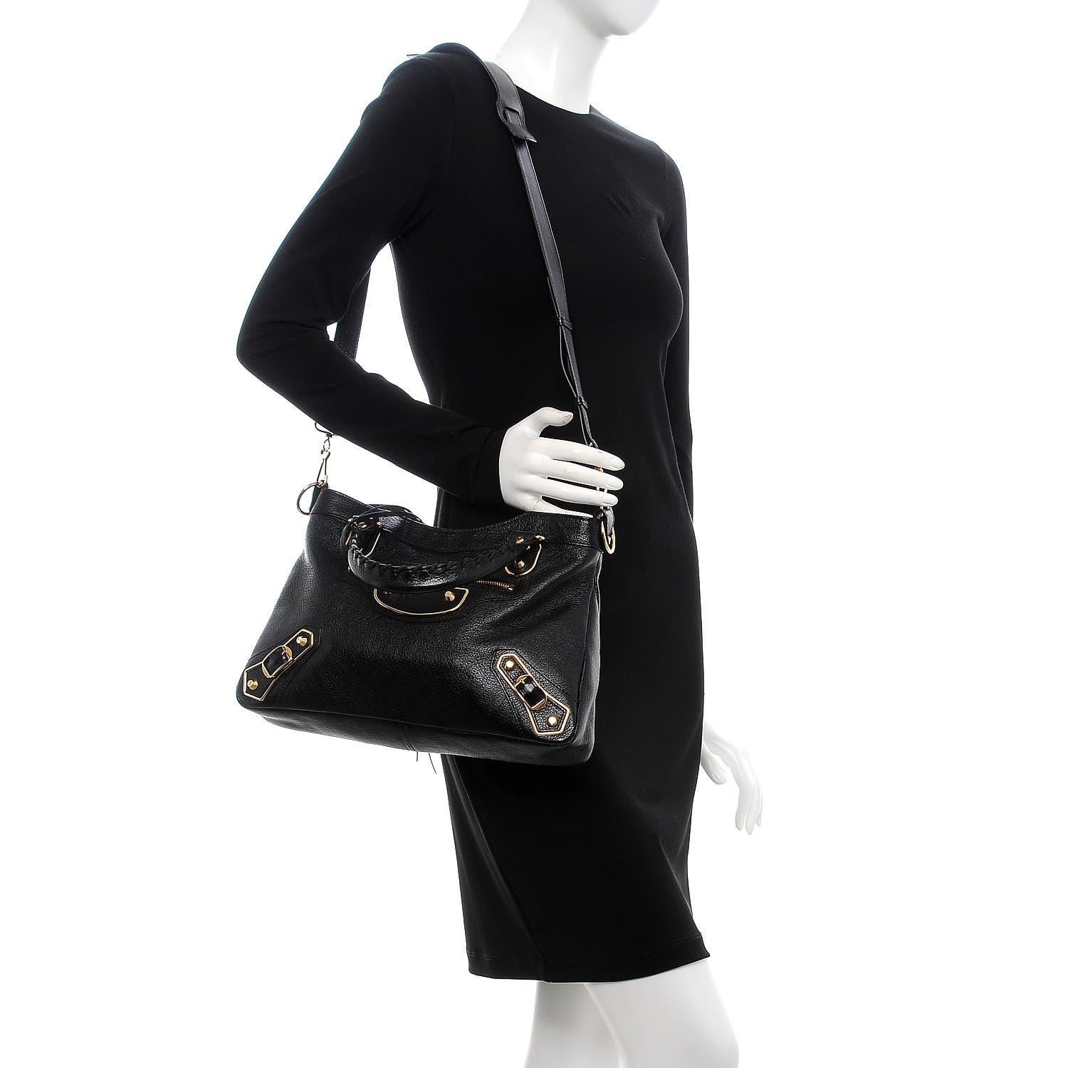 Balenciaga Chevre Gold Metallic Edge Hardware Town Black 2 of 8