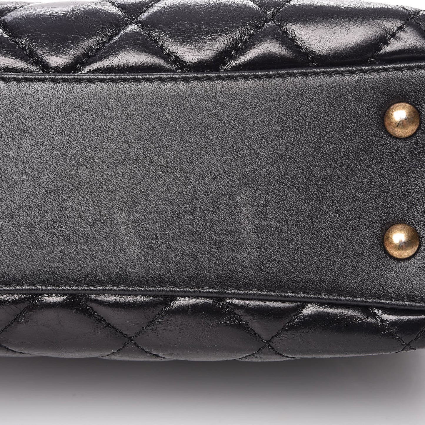 Calfskin Quilted Small Gold Bar Top Handle Tote Black