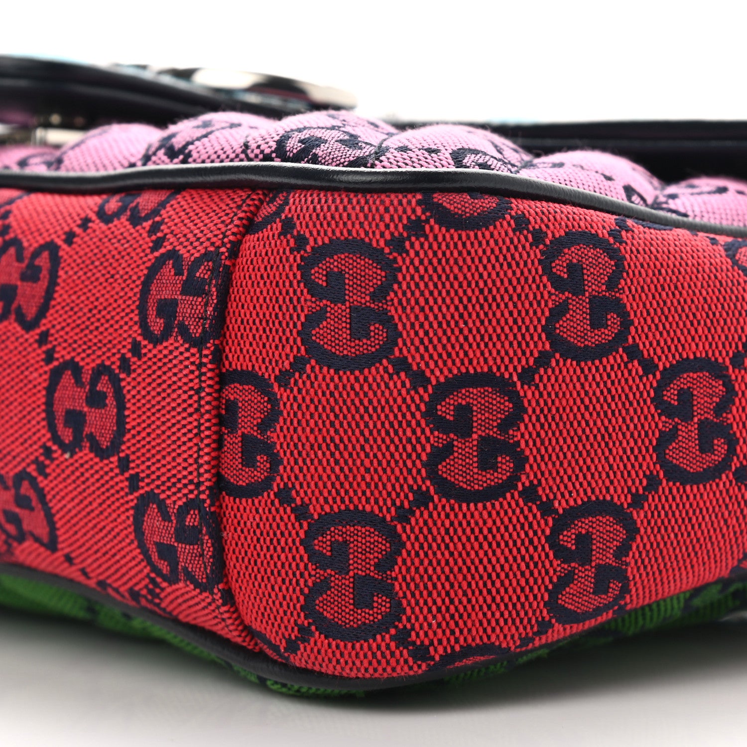 Gucci Monogram Multicolor Matelasse Diagonal Small GG Marmont Shoulder Bag Light Blue Pink Blue Green Red 10 of 10