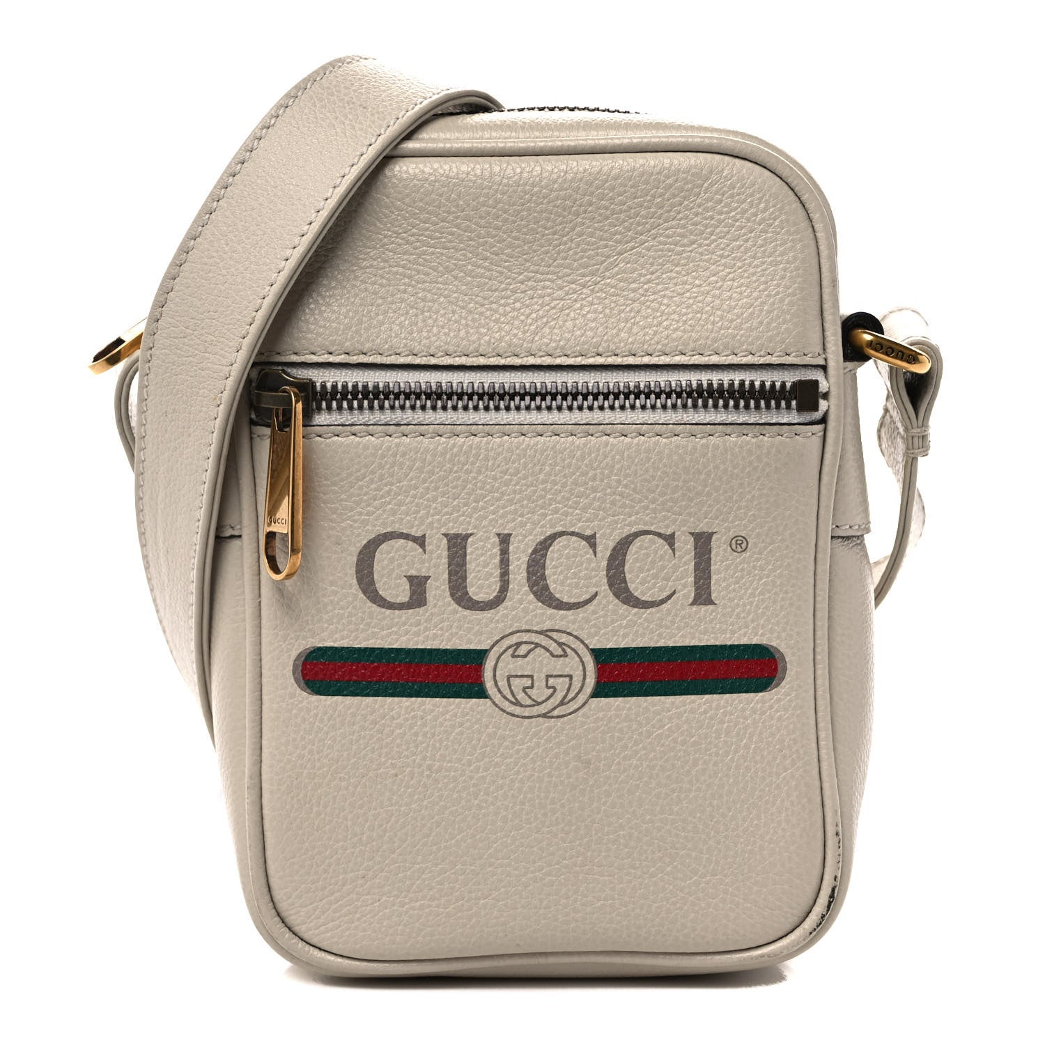 Gucci Grained Calfskin Mini Logo Messenger Bag White 1 of 11