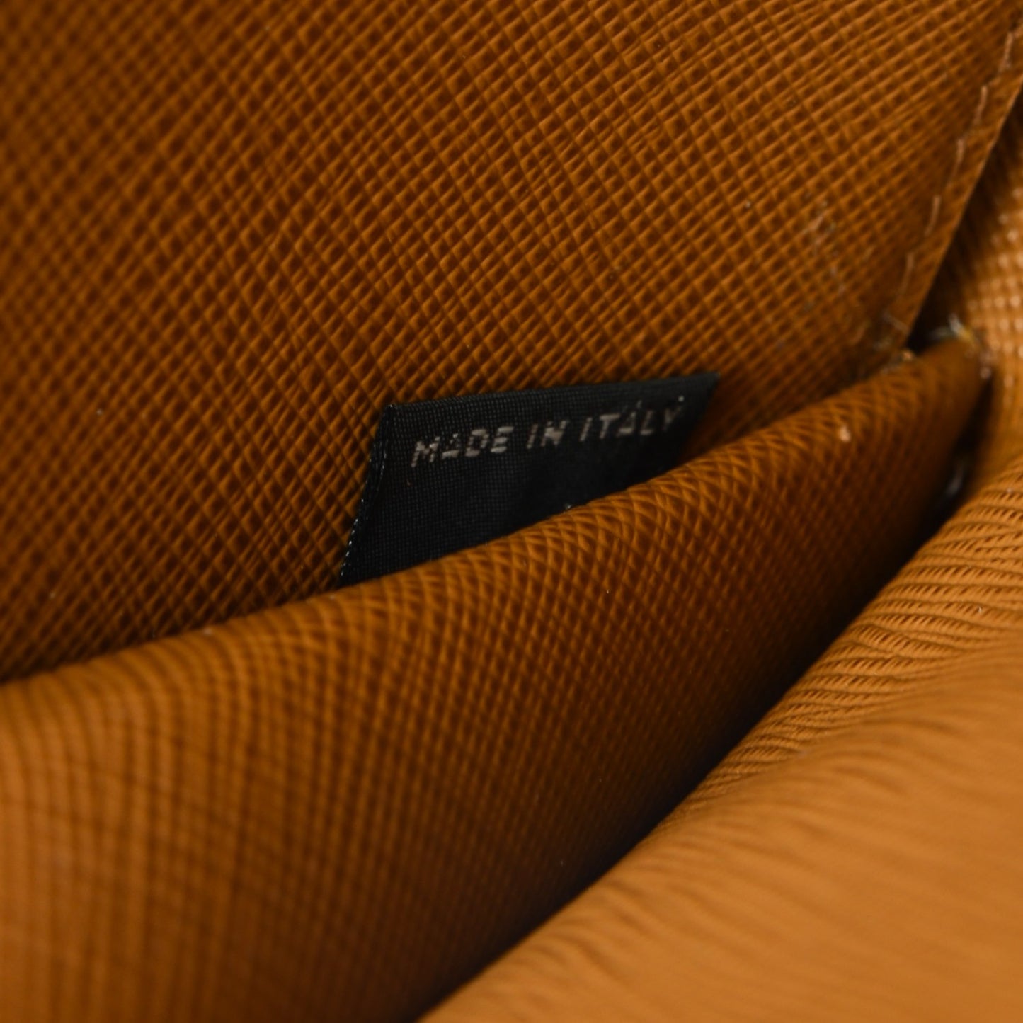 Saffiano Metal Bar Flap Wallet Caramel