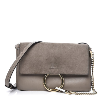Chloe Suede Calfskin Small Faye Shoulder Bag Motty Grey 1 of 12