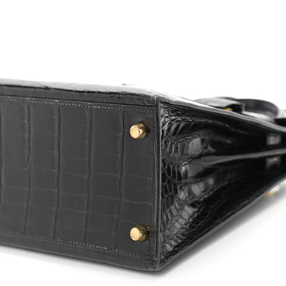 Hermes Shiny Alligator Kelly Sellier 28 Black 10 of 19