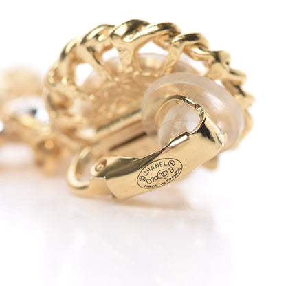 Chanel Pearl Crystal CC-Casino Clip On Earrings Gold 4 of 5