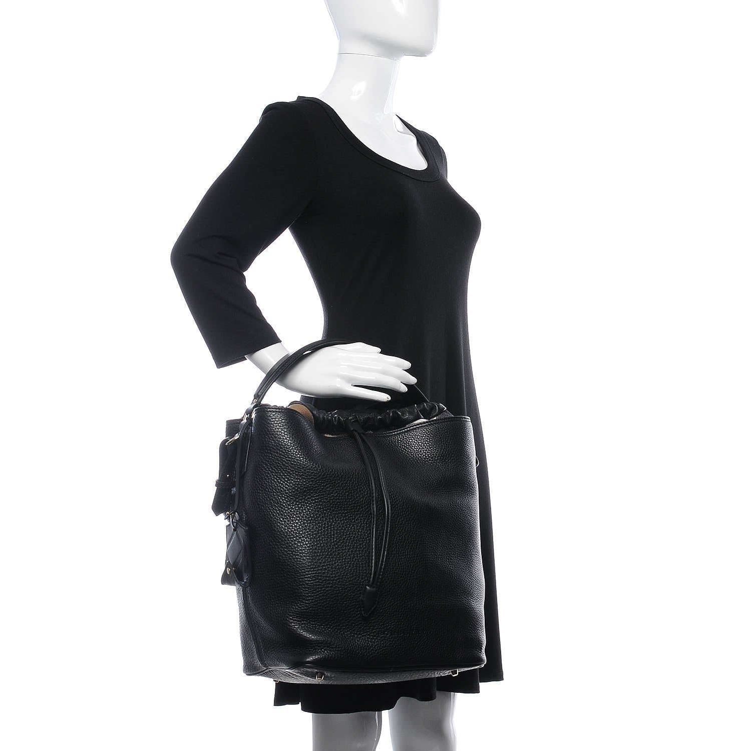 Burberry Grainy Calfskin Medium Check Ashby Hobo Black 2 of 8