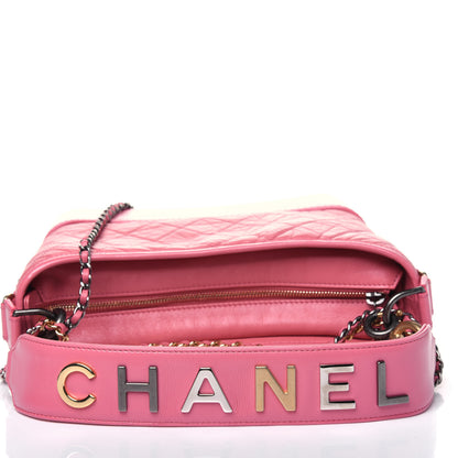 Chanel Aged Smooth Calfskin Quilted Medium Gabrielle Logo Hobo Pink 17 of 17