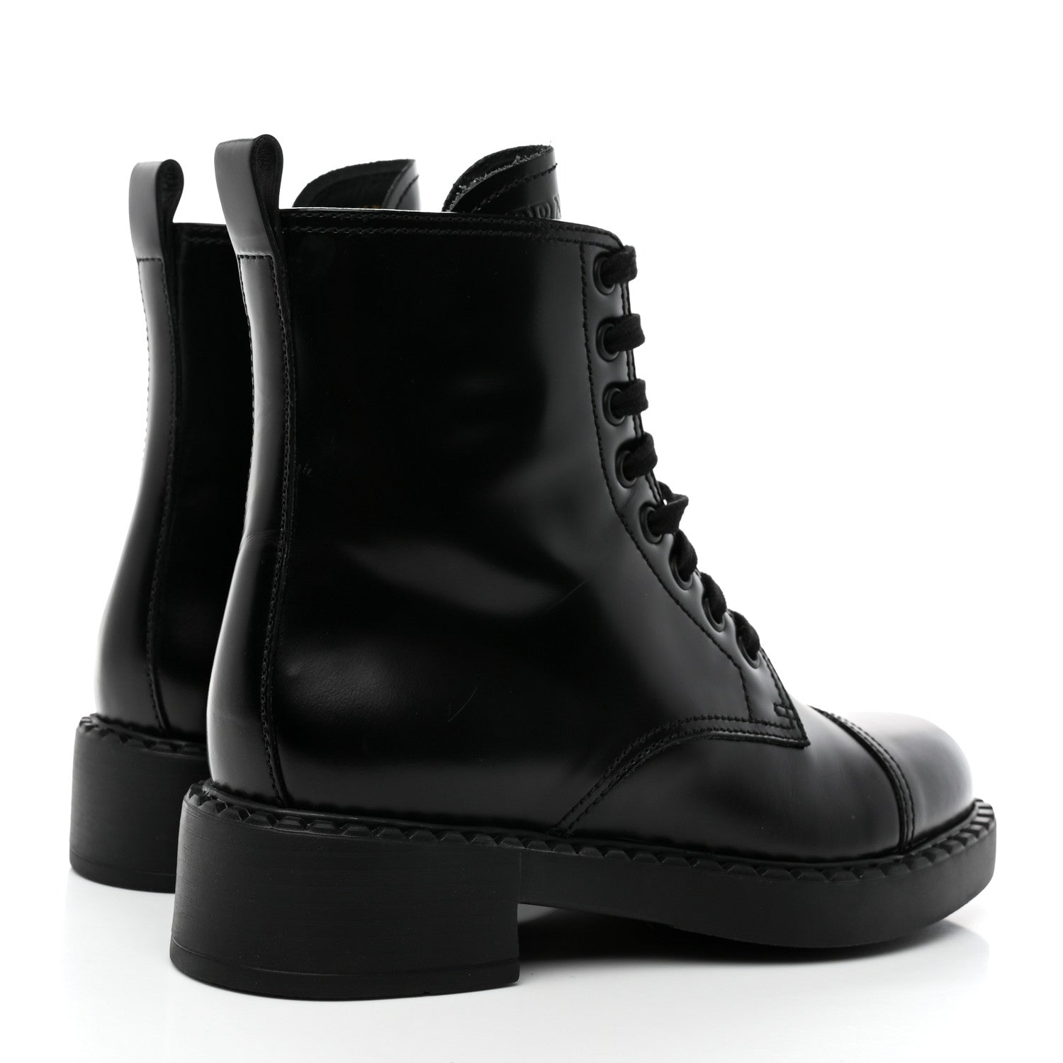 Prada Spazzolato Chocolate 50mm Combat Boots 36 Black 4 of 15