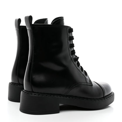 Prada Spazzolato Chocolate 50mm Combat Boots 36 Black 4 of 15