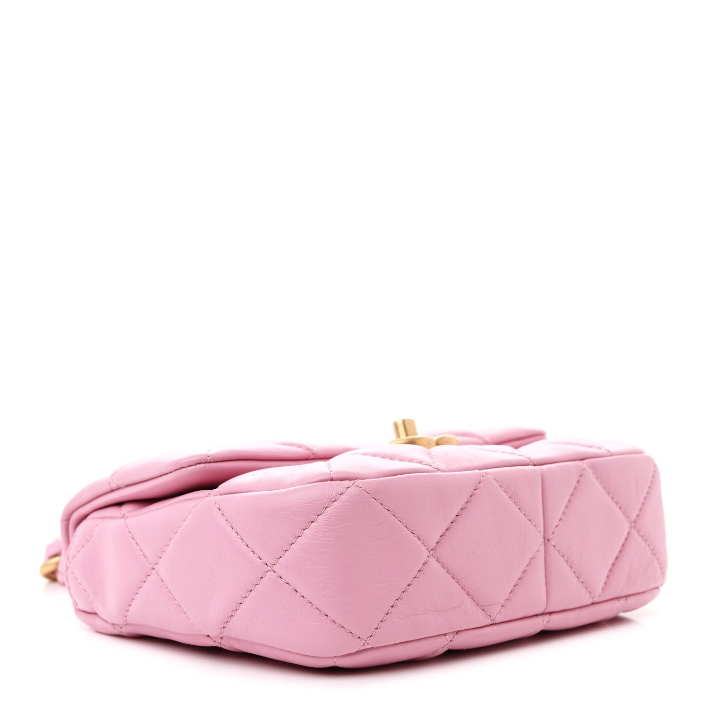 Lambskin Quilted Mini Lacquered Chain Flap Pink