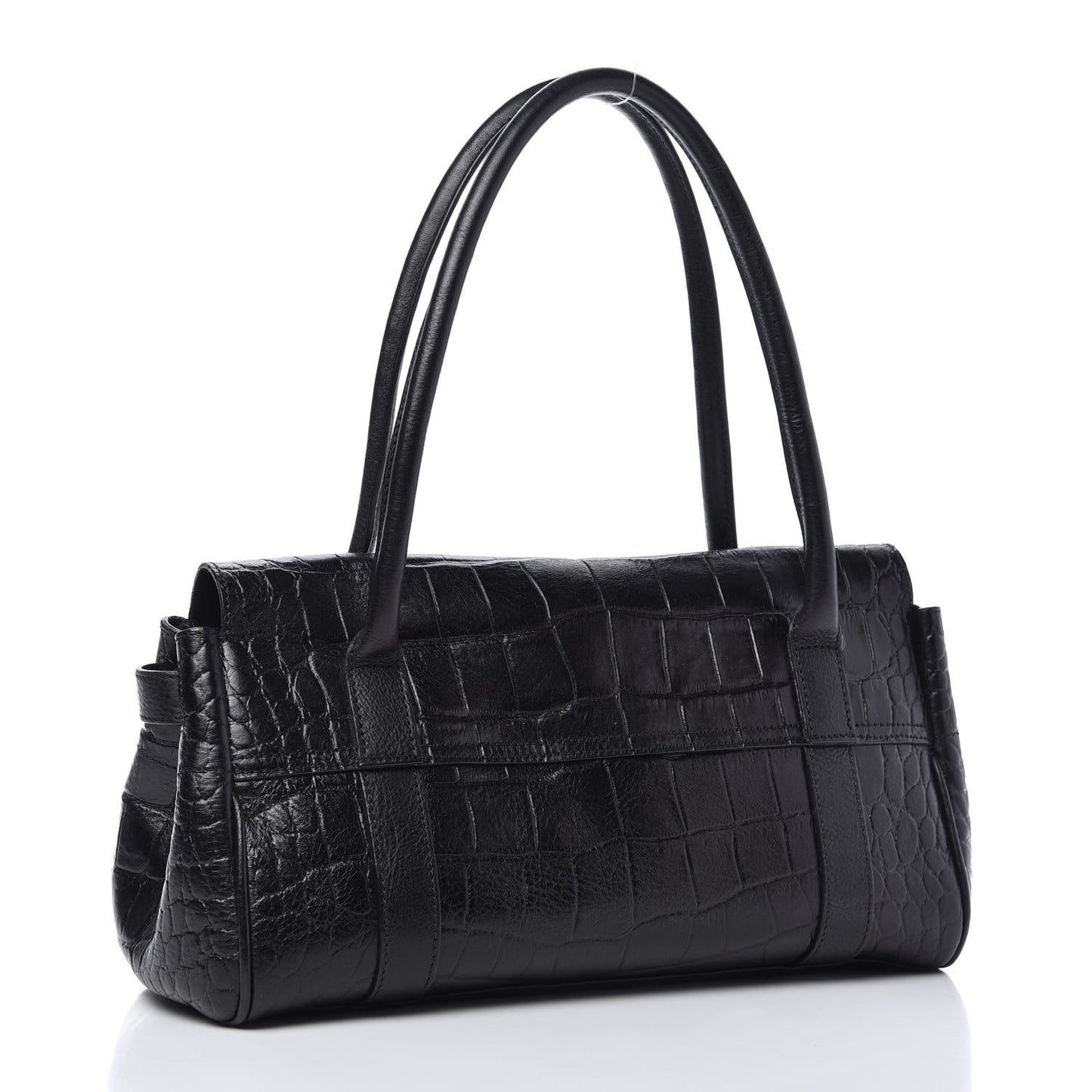 Crocodile Embossed Calfskin East West Bayswater Black