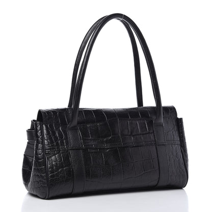 Mulberry Crocodile Embossed Calfskin East West Bayswater Black 3 of 10