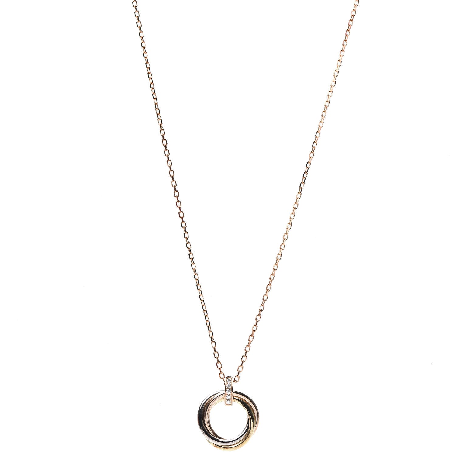 Cartier 18K Pink White Yellow Gold Diamond Trinity Pendant Necklace 1 of 6
