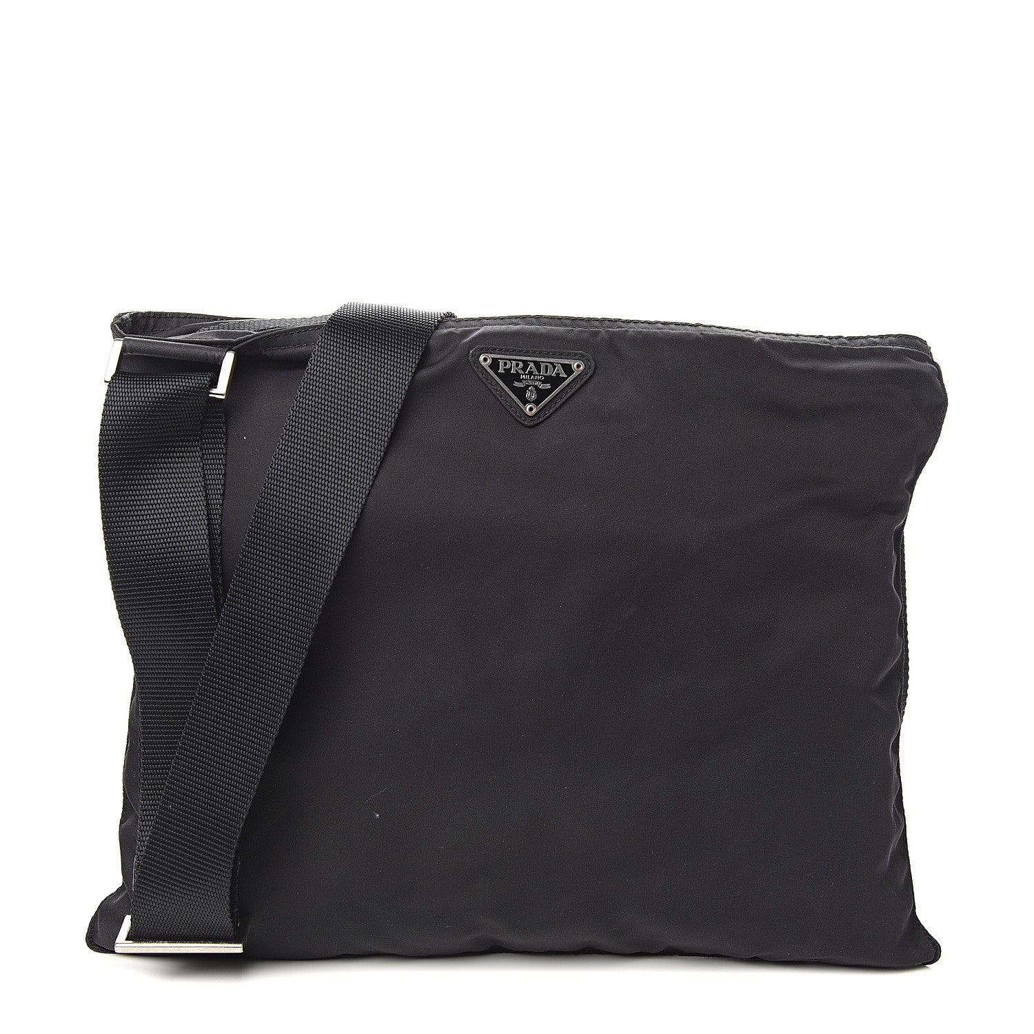 Prada Nylon Flat Messenger Bag Black 1 of 8