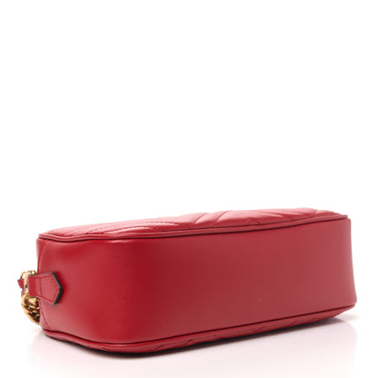 Gucci Calfskin Matelasse Small GG Marmont Chain Shoulder Bag Hibiscus Red 3 of 5