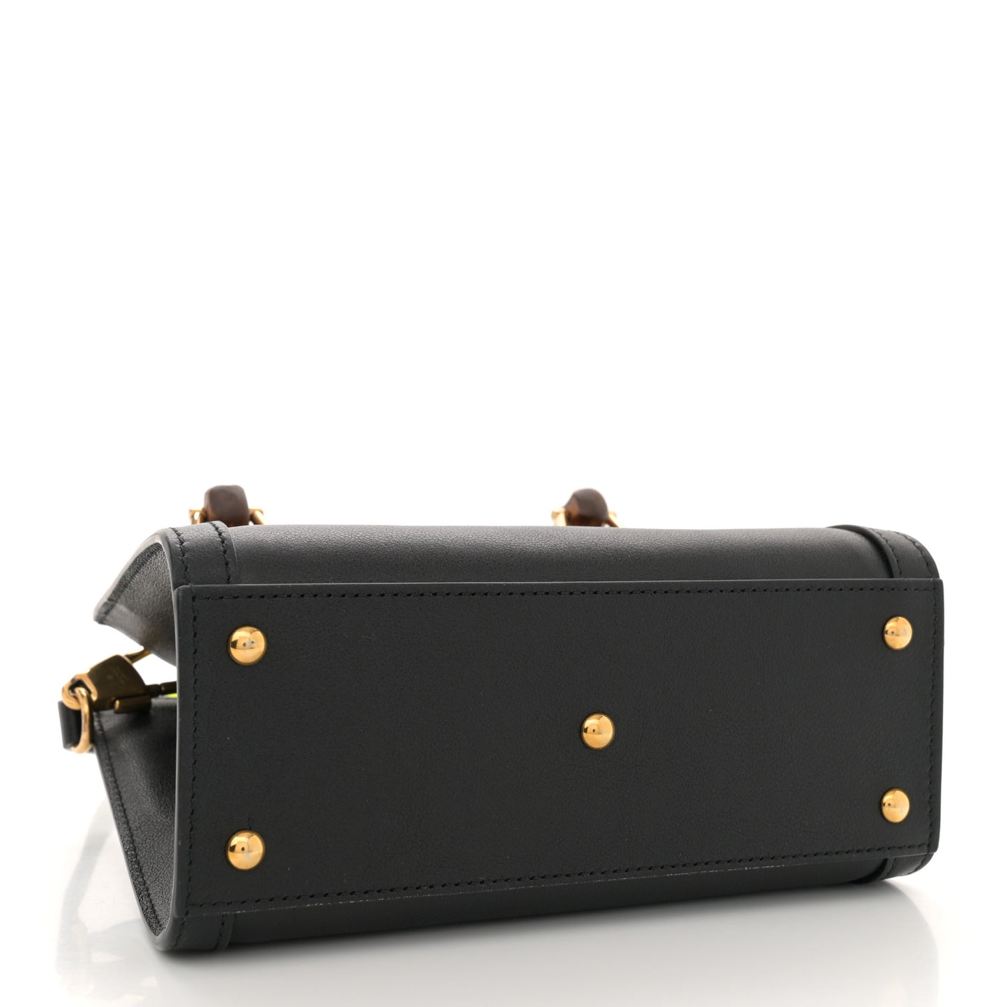 Wonka Grain Calfskin Mini Diana Tote Bag Black Yellow Fluo