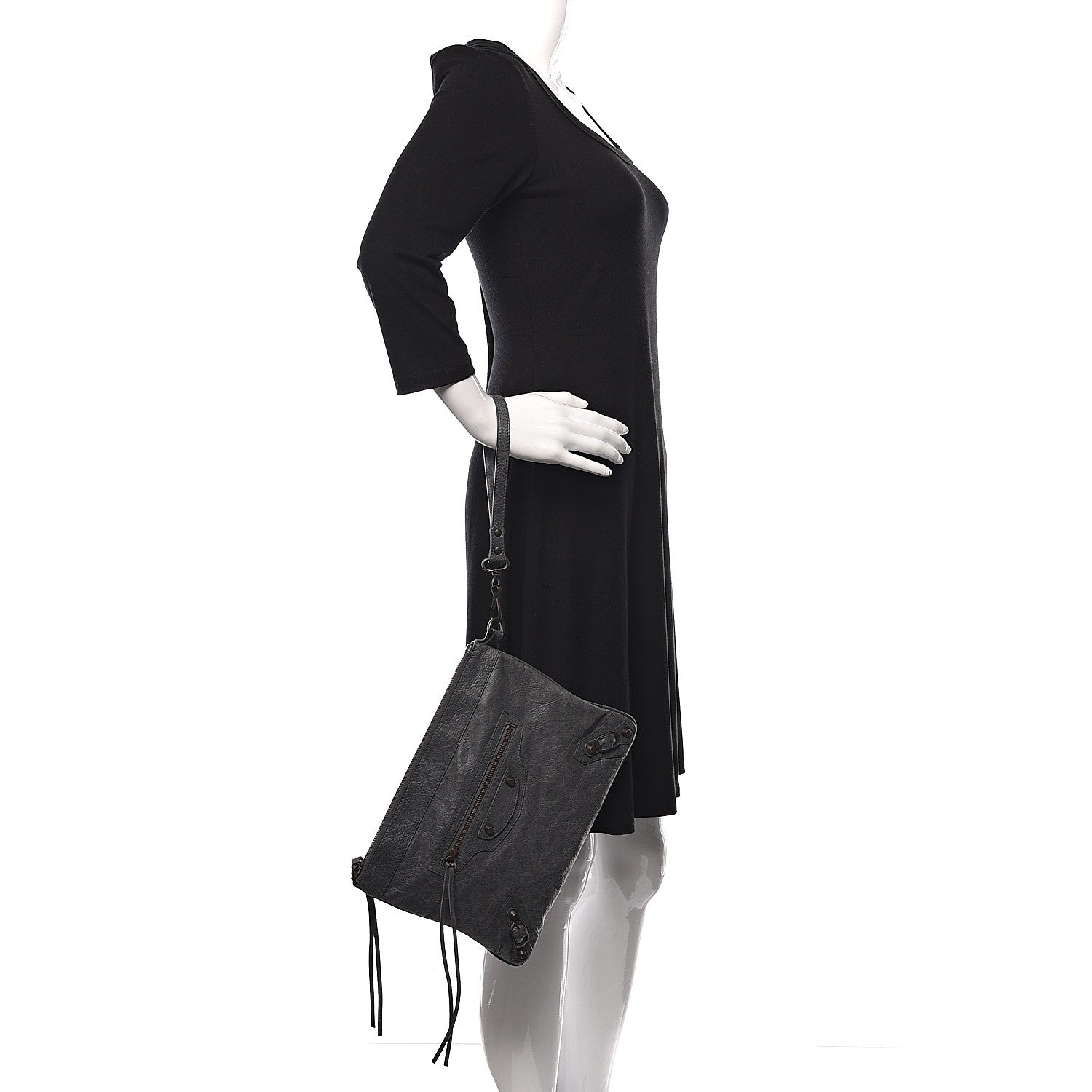 Balenciaga Agneau Classic Hardware Flat Handle Clutch Gris Tarmac 2 of 10