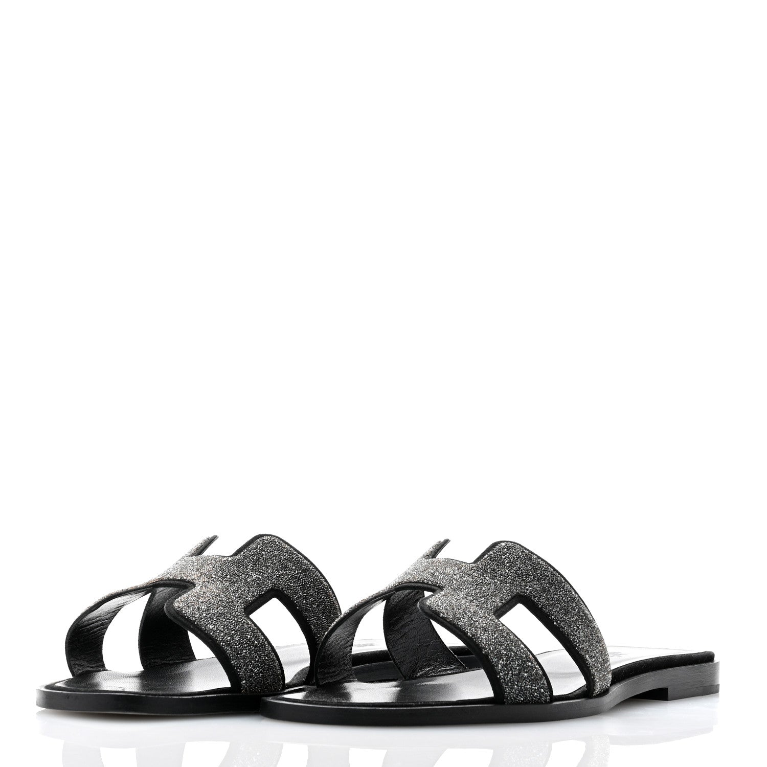 Hermes Velvet Goatskin Crystal Beads Oran Sandals 37 Gris Argente 3 of 8