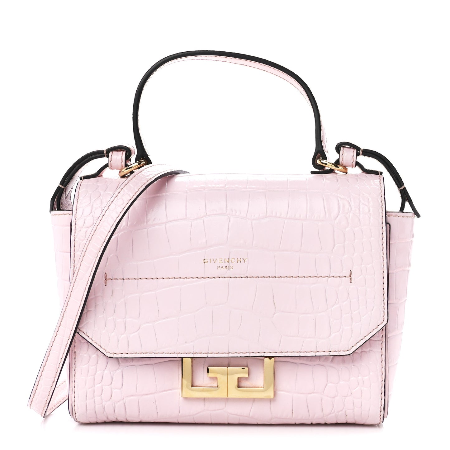 Calfskin Crocodile Embossed Mini Eden Top Handle Pink