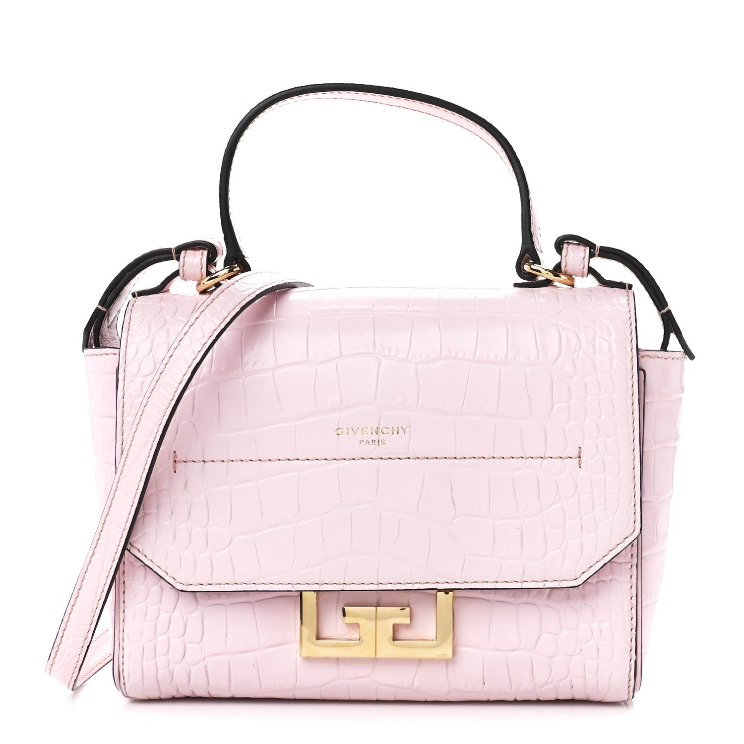 Givenchy Calfskin Crocodile Embossed Mini Eden Top Handle Pink 1 of 13