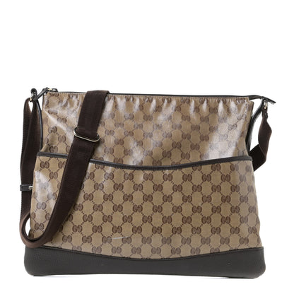 Gucci Crystal Monogram Medium Flat Messenger Bag Dark Brown 1 of 10