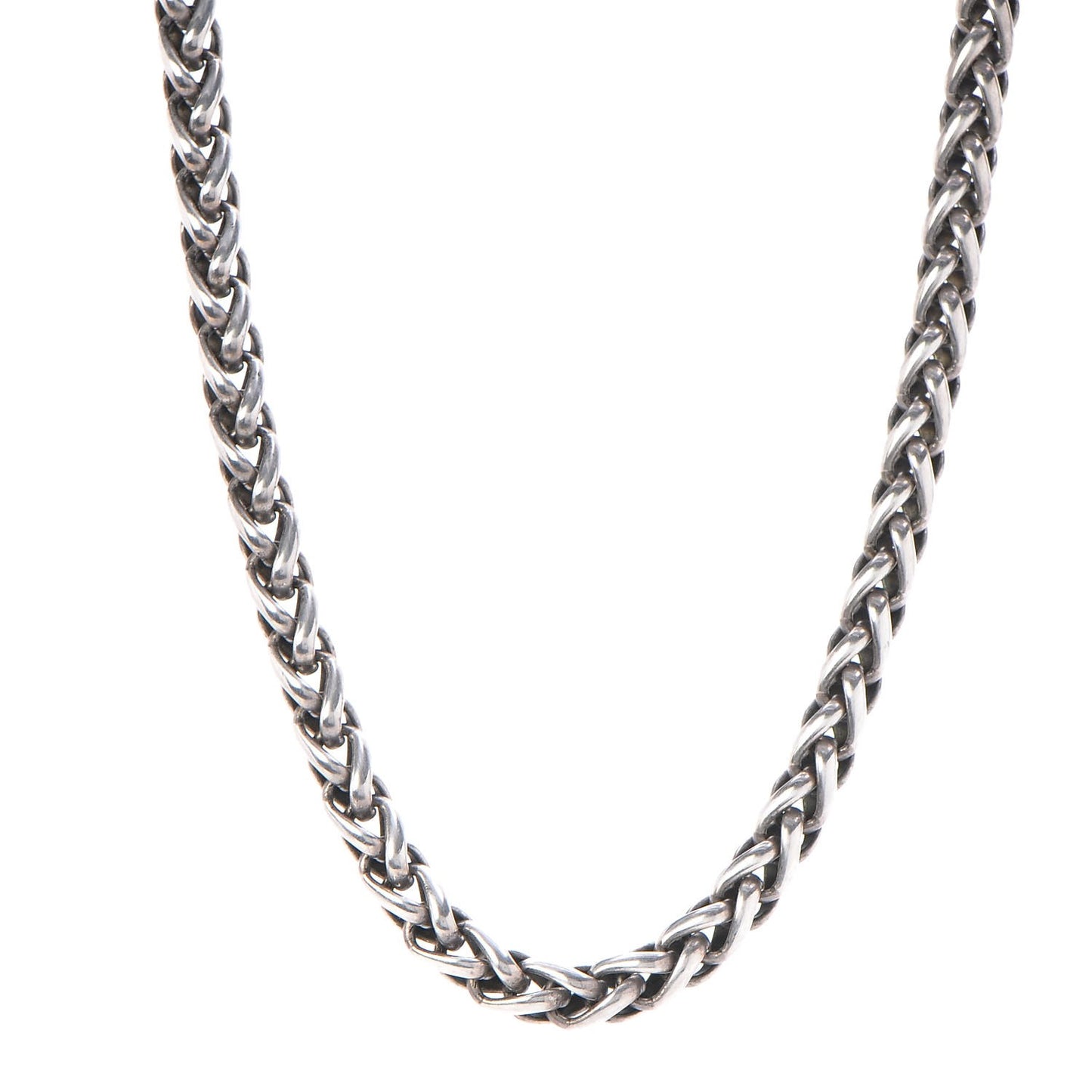 Sterling Silver 14K Yellow Gold 8mm Wheat Chain Necklace