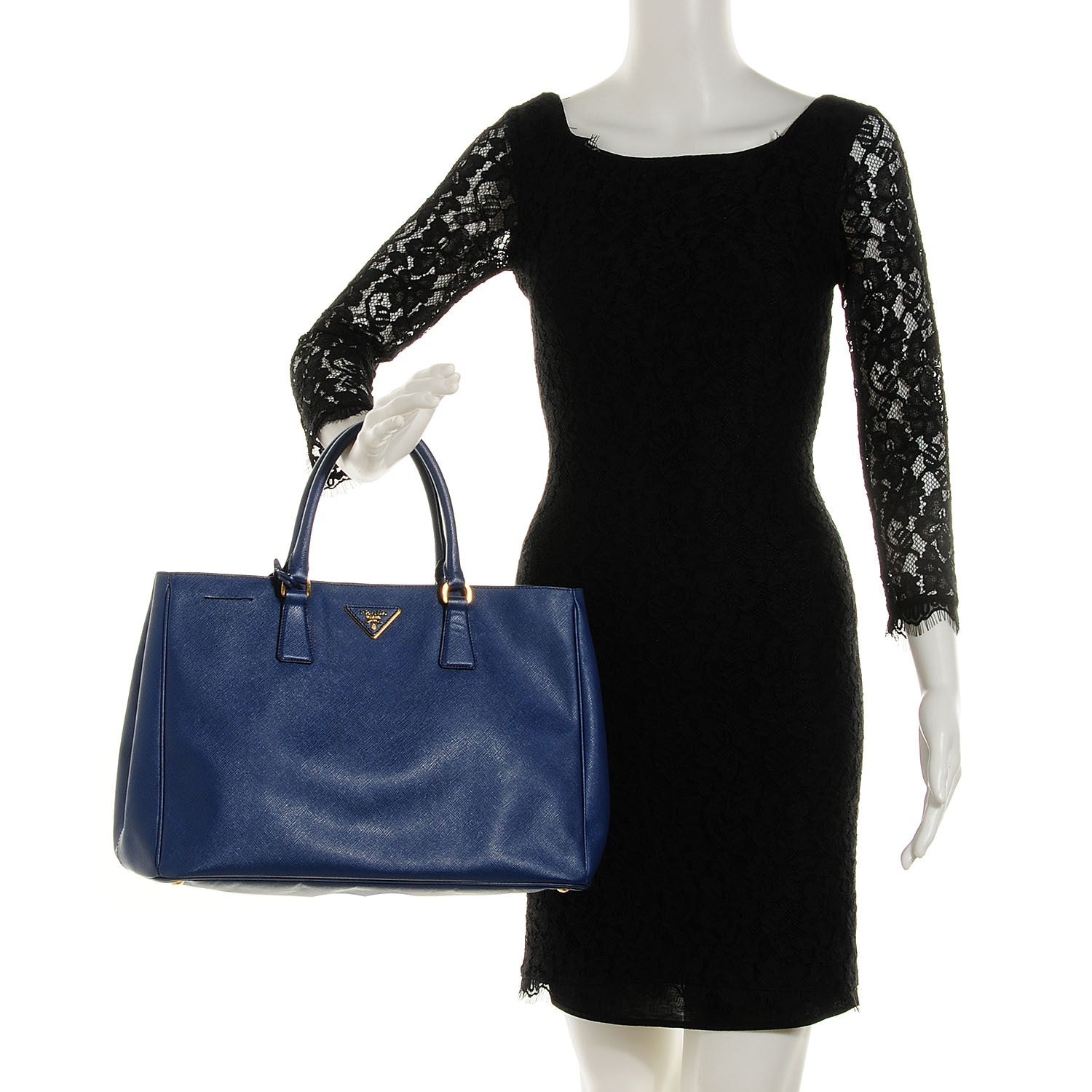 Prada Saffiano Lux Large Tote Bluette 2 of 11