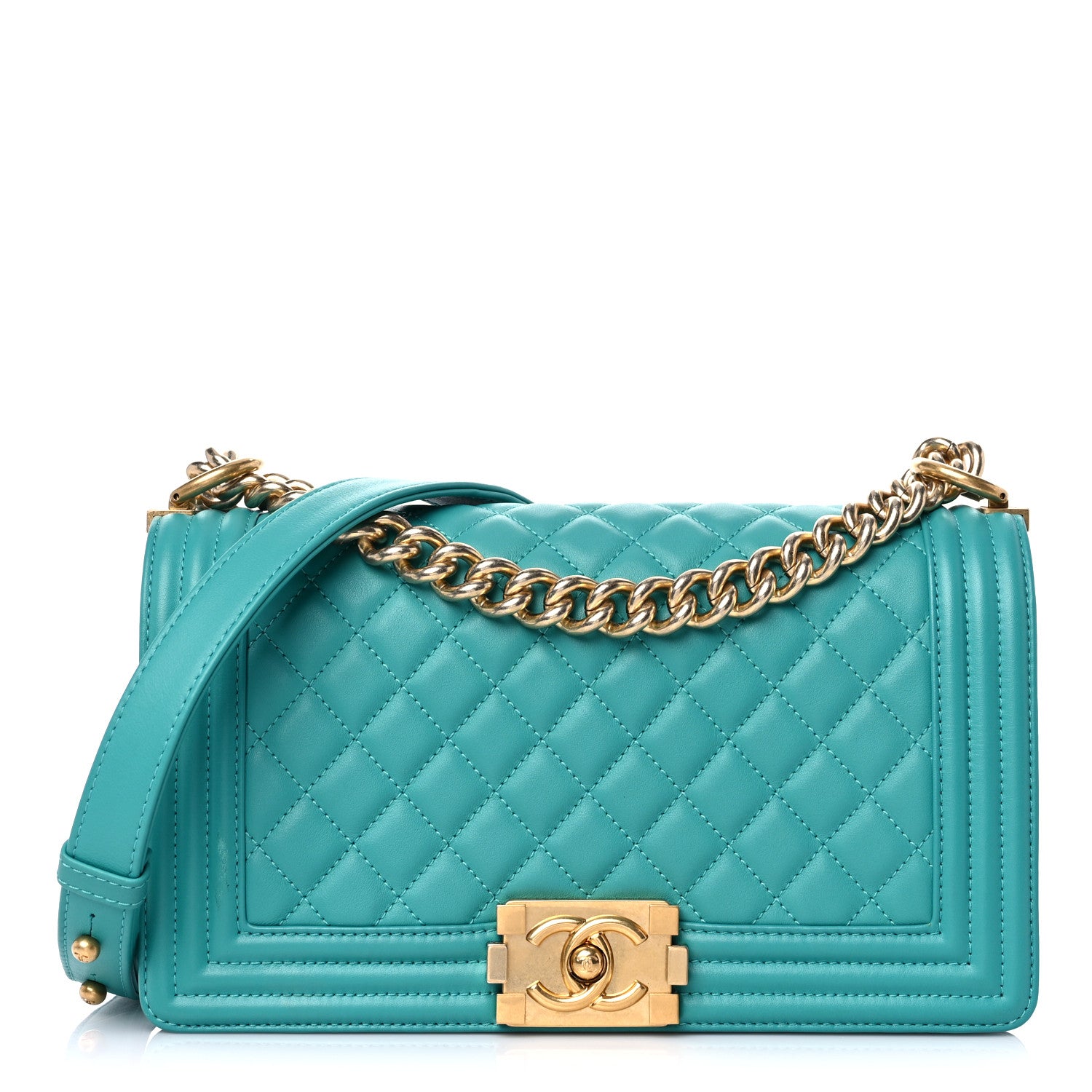 Chanel Calfskin Quilted Medium Boy Flap Turquoise 1 of 12