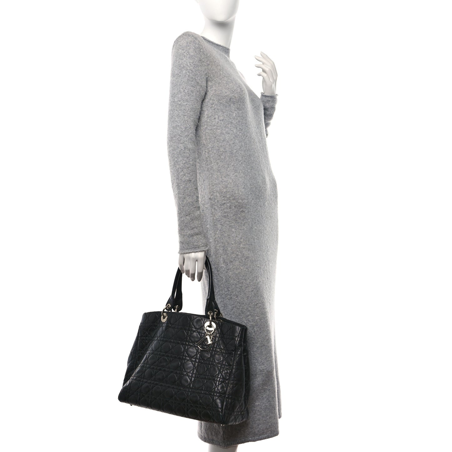 Lambskin Cannage Large Soft Lady Dior Shopping Tote Black