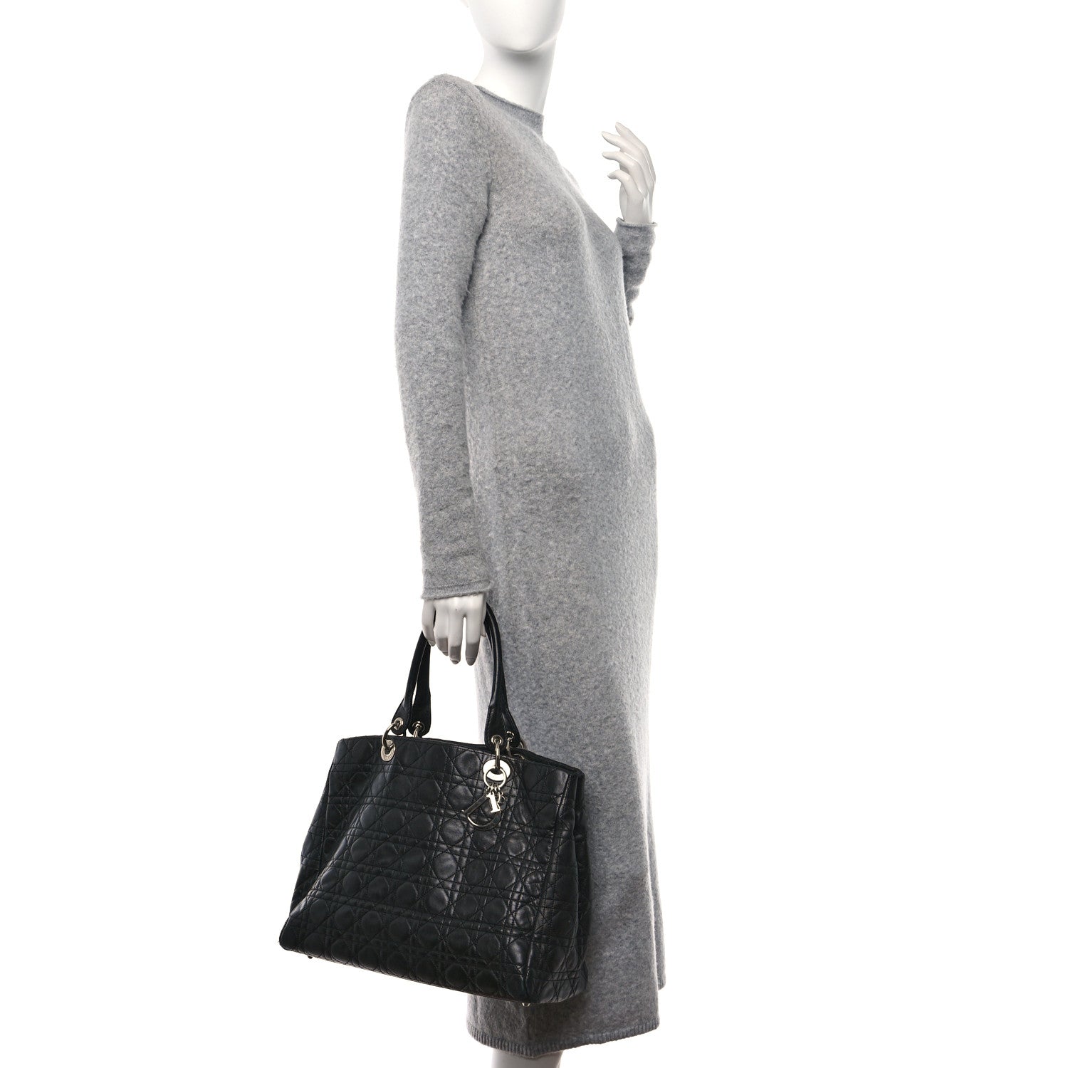 Christian Dior Lambskin Cannage Large Soft Lady Dior Shopping Tote Black 2 of 14
